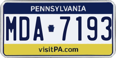 PA license plate MDA7193