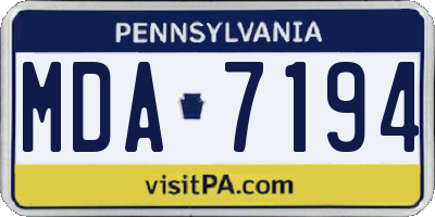 PA license plate MDA7194