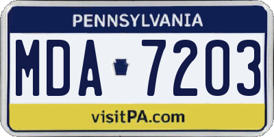 PA license plate MDA7203