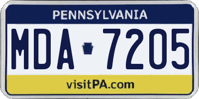 PA license plate MDA7205