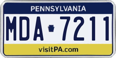 PA license plate MDA7211