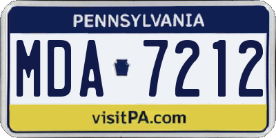 PA license plate MDA7212