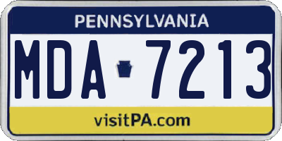 PA license plate MDA7213