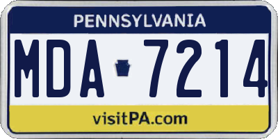 PA license plate MDA7214