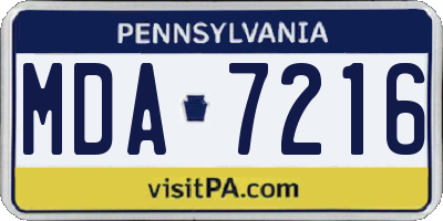 PA license plate MDA7216