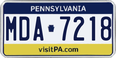 PA license plate MDA7218