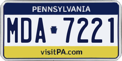 PA license plate MDA7221