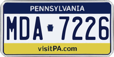 PA license plate MDA7226