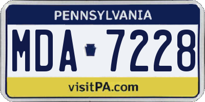 PA license plate MDA7228