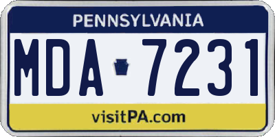 PA license plate MDA7231