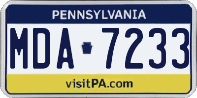 PA license plate MDA7233