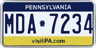 PA license plate MDA7234