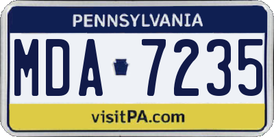 PA license plate MDA7235