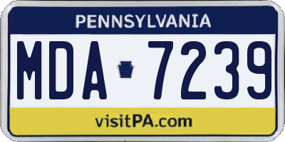 PA license plate MDA7239