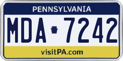 PA license plate MDA7242