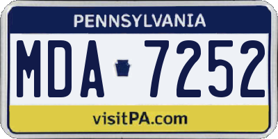 PA license plate MDA7252