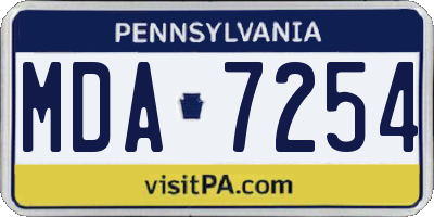PA license plate MDA7254