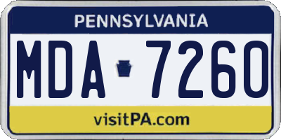 PA license plate MDA7260