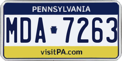 PA license plate MDA7263