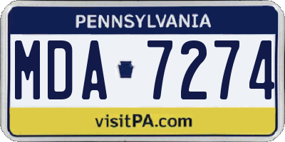 PA license plate MDA7274