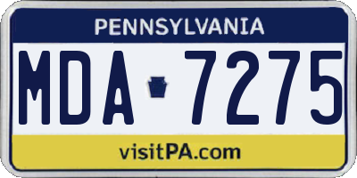 PA license plate MDA7275