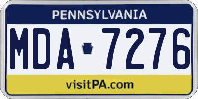 PA license plate MDA7276