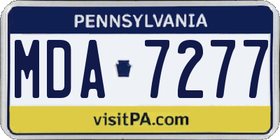 PA license plate MDA7277