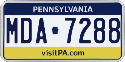 PA license plate MDA7288