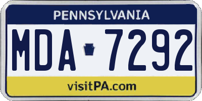 PA license plate MDA7292