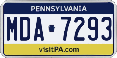 PA license plate MDA7293