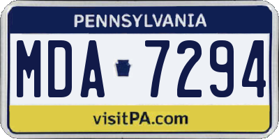 PA license plate MDA7294