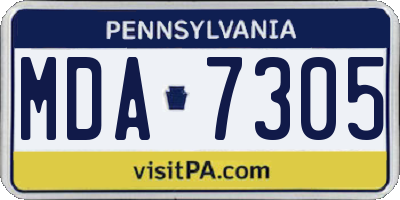 PA license plate MDA7305