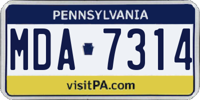 PA license plate MDA7314