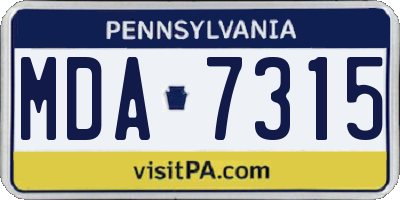PA license plate MDA7315