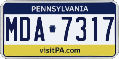 PA license plate MDA7317
