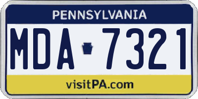 PA license plate MDA7321