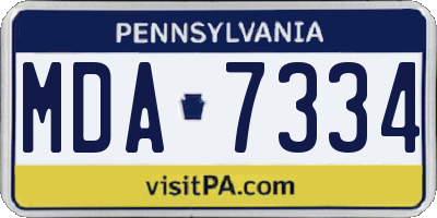 PA license plate MDA7334