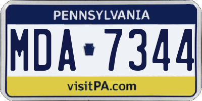 PA license plate MDA7344