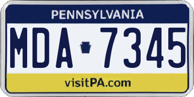 PA license plate MDA7345