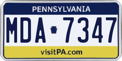 PA license plate MDA7347