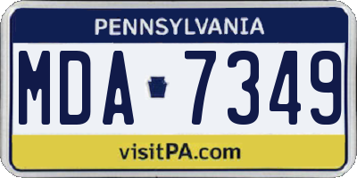 PA license plate MDA7349