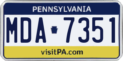 PA license plate MDA7351
