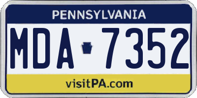 PA license plate MDA7352
