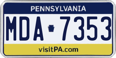 PA license plate MDA7353