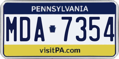 PA license plate MDA7354