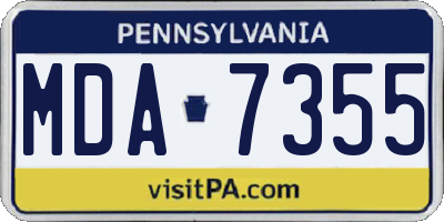PA license plate MDA7355