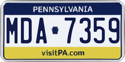 PA license plate MDA7359