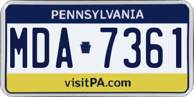 PA license plate MDA7361
