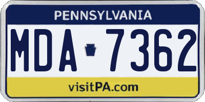 PA license plate MDA7362