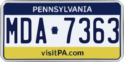 PA license plate MDA7363